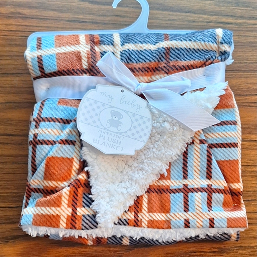 Plaid Plush Baby Blanket 30x30